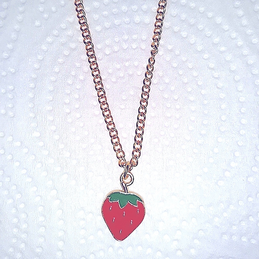 Strawberry Field Necklace 18-22" Chain Lobster Clasp Feminine Dainty Cute NEW